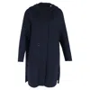 Max Mara Hooded Coat In Navy Blue Wool In Blue