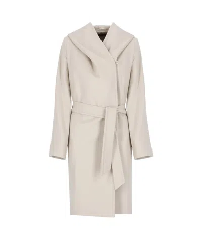 Max Mara Hooded Coat In White
