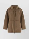 Max Mara Hooded Coat With Drawstring And Pockets In Brown