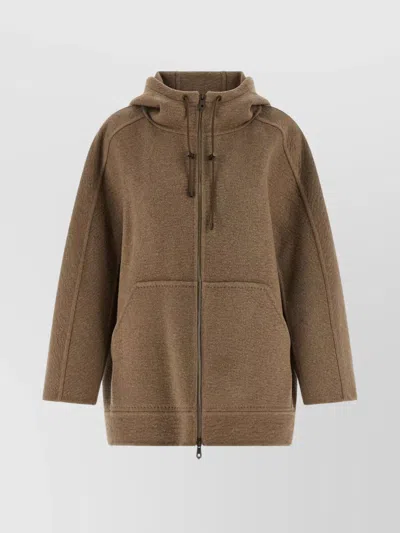 MAX MARA HOODED COAT WITH DRAWSTRING AND POCKETS