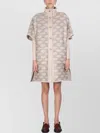 Max Mara Enica Reversible Monogram-pattern Coat In Gray