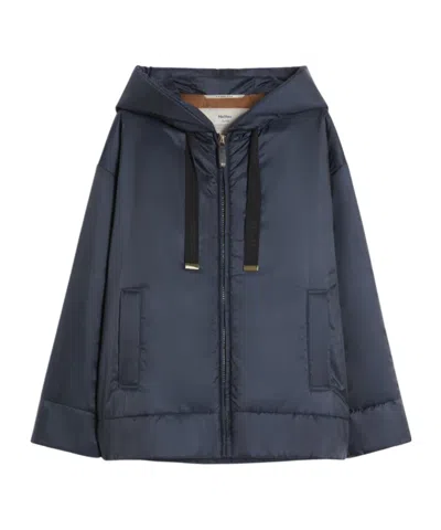 Max Mara Hooded Cotton Jacket In Blue