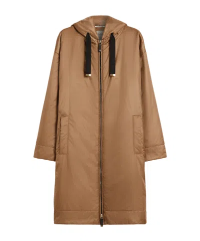 Max Mara Hooded Cotton Jacket In Brown