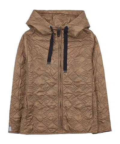 Max Mara Hooded Cotton Suit In Brown