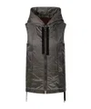 Max Mara Sleeveless Anthracite Jacket With Hood And Quilted Texture In Black