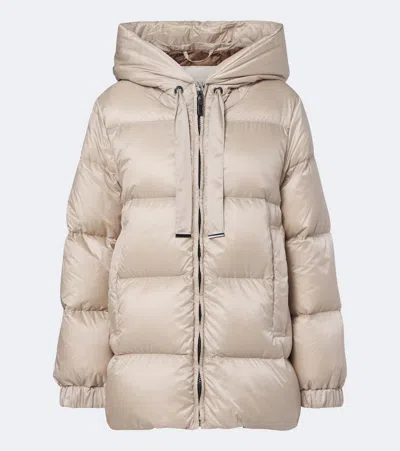 Max Mara Hooded Down Jacket In Beige