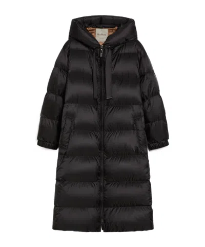Max Mara Hooded Down Jacket In Black