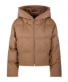Max Mara Hooded Down Jacket In Brown