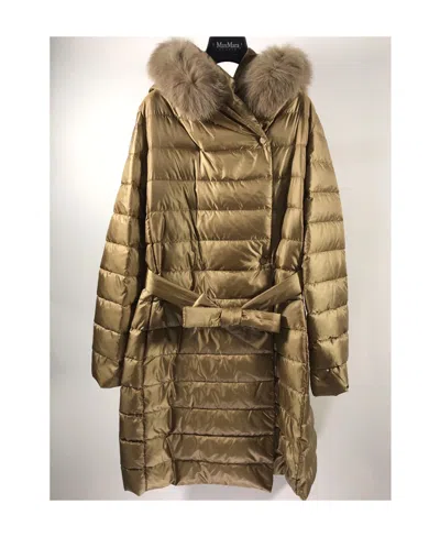 Max Mara Hooded Down Jacket In Green