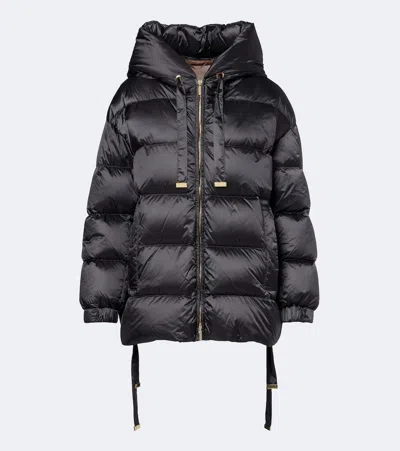Max Mara Hooded Down Jacket In Gray