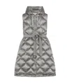 Max Mara Hooded Belted Vest In Water-repellent Canvas In Gray