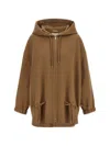 Max Mara Hooded Drawstring Coat In Brown
