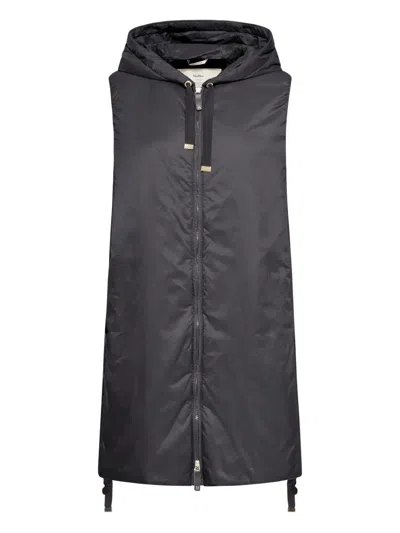Max Mara Hooded Drawstring Gilet In Black