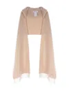 Max Mara Hooded Fringed Scarf In Neutral
