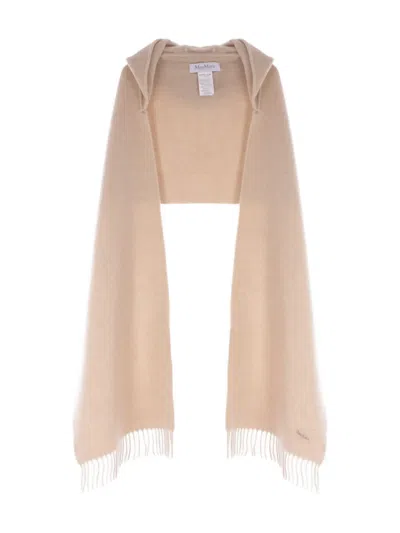 Max Mara Hooded Fringed Scarf In Neutral