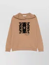 Max Mara Hooded Sweatshirt With Drawstring And Graphic Detail In Orange