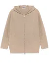 Max Mara Saio Wool Blend Jersey Zip Hoodie In Brown