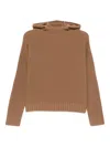 Max Mara Hooded Knitted Top In Neutral