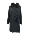 Max Mara Hooded Lace-up Coat In Black