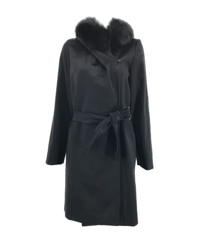 Max Mara Hooded Lace-up Coat In Black