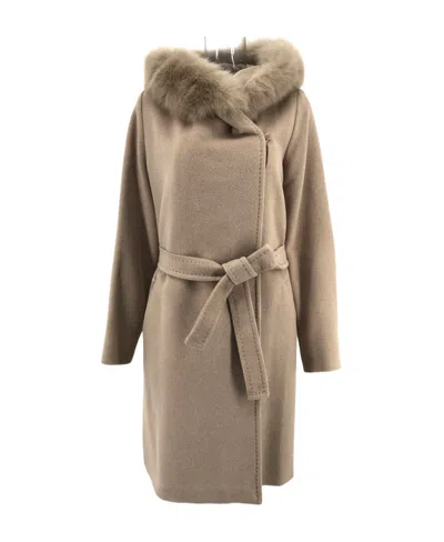 Max Mara Hooded Lace-up Coat In Nude