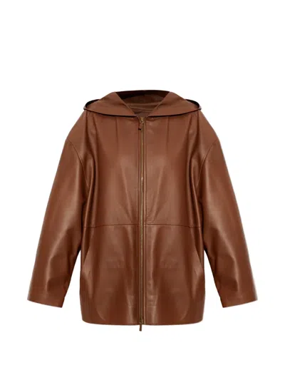 Max Mara Long-sleeve Hooded Jacket In Burgundy