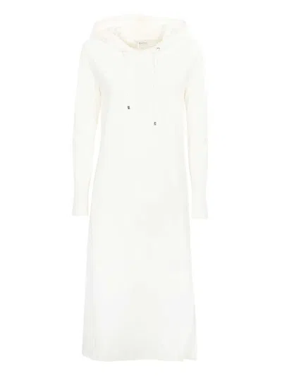 Max Mara Hooded Long-sleeve Maxi Dress In White