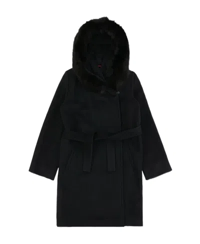 Max Mara Hooded Long-sleeved Coat In Black