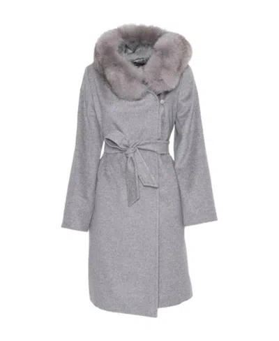 Max Mara Hooded Overcoat In Gray
