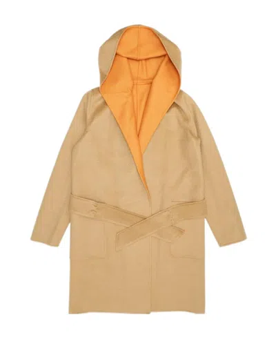 Max Mara Hooded Overcoat In Nude