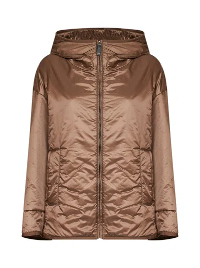 Max Mara Hooded Padded Down Jacket In Brown
