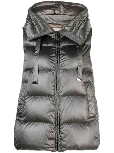 Max Mara Hooded Padded Gilet In Gray