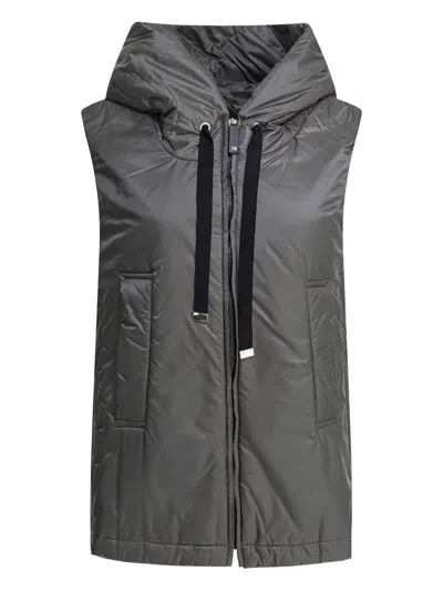 Max Mara Hooded Padded Vest In Black