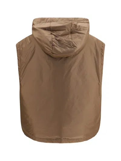 Max Mara Hooded Padded Vest In Gold