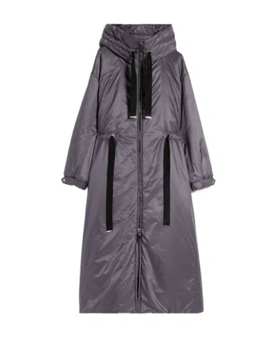 Max Mara Hooded Puffer Coat In Gray