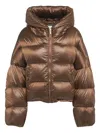 Max Mara Spaceca Hooded Nylon Down Jacket In Brown