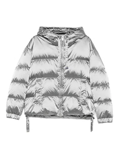 Max Mara Hooded Puffer Jacket In Gray
