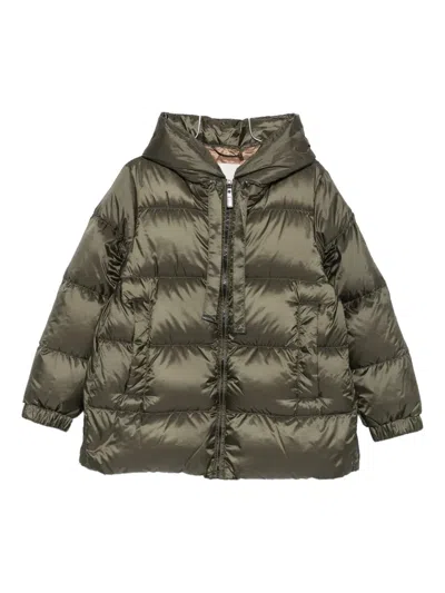 Max Mara Hooded Puffer Jacket In Green