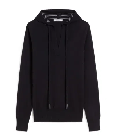 Max Mara Hooded Pullover In Black