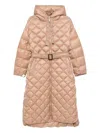 Max Mara Hooded Quilted Coat In Neutral