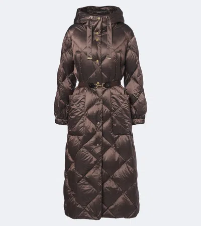 Max Mara Hooded Quilted Down Coat In Brown