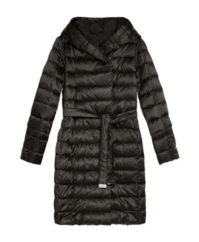 Max Mara Reversible Down Coat In Water-resistant Satin In Black