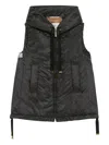 Max Mara Canvas Drawstring Hooded Sleeveless Gilet In Black