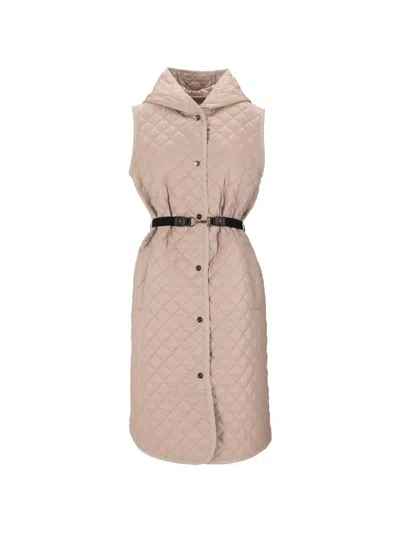Max Mara Hooded Quilted Gilet In Brown