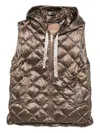 Max Mara Hooded Quilted Gilet In Gold