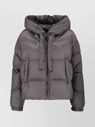 Max Mara Hooded Quilted Jacket With Drawstring And Cuffs In Brown