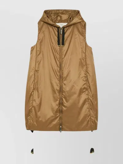 Max Mara Hooded Sleeveless Mid-length Coat With Adjustable Drawstrings