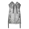 Max Mara Hooded Sleeveless Vest With Shiny Exterior And Relaxed Silhouette In Gray