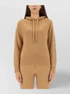 Max Mara Hooded Sweatshirt With Drawstring And Embellished Sleeves In Brown