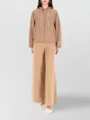 Max Mara Hooded Sweatshirt With Long Sleeves And Elastic Hem In Brown